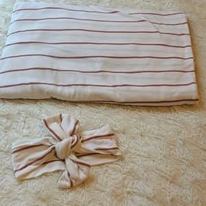 Baby girl swaddle blanket and headband set